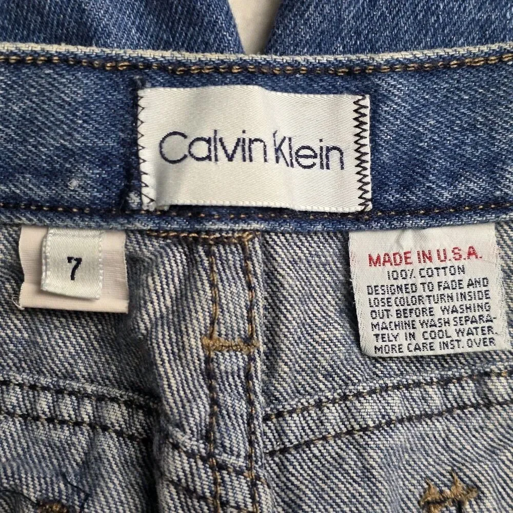 Vtg Calvin Klein Women's Sz 7 Blue High-Rise Straight Leg Denim Jeans